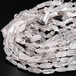 Natural Raw Rough Tibetan Quartz Beads Drilled Double Terminated Points Freeform Real Natural Crystal 15.5" Strand