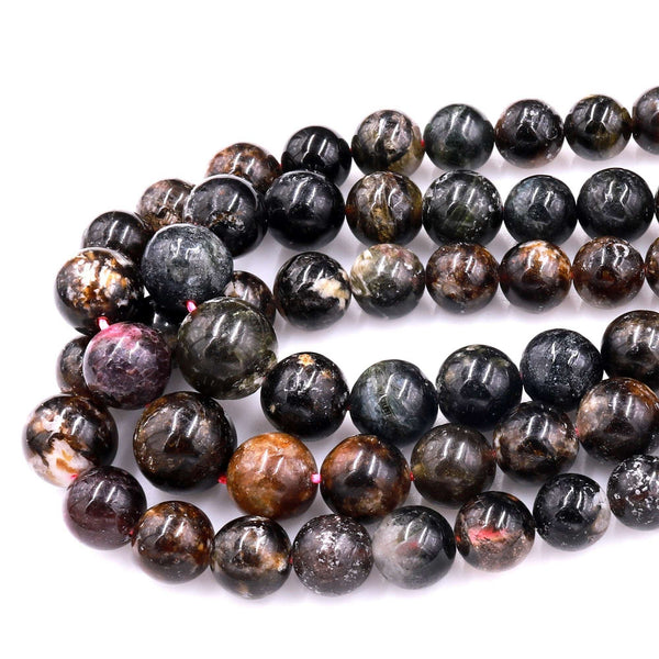 Graduated Natural Cat's Eye Tourmaline Round Beads 20" Strand