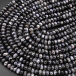 AAA Natural Larvikite 6mm 8mm Smooth Rondelle Beads Aka Norway Moonstone Black Labradorite 15.5" Strand