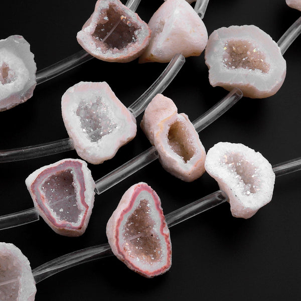 Natural Agate Druzy Drusy Geode Beads Nuggets Freeform Sparkling Natural Crystal Gemstone 15.5" Strand