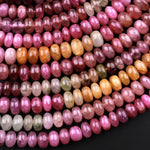 AAA Natural Multicolor Red Pink Yellow Sapphire Smooth Rondelle 6mm Gemstone Beads 13.5" Strand
