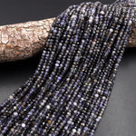 Natural Iolite Faceted 4mm Rondelle Beads Genuine Real Gemstone Beads 15.5" Strand