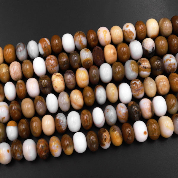 Natural Polka Dot Agate Beads 6mm 12mm Rondelle 15.5" Strand