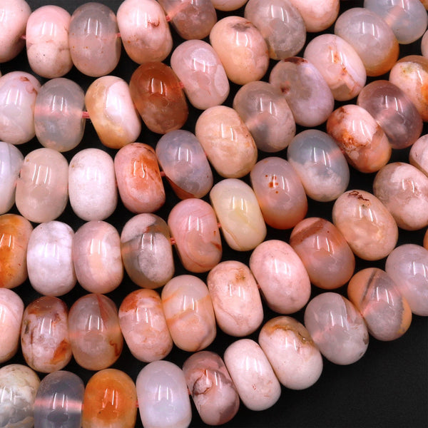 Natural Cherry Blossom Agate Beads 8mm 10mm Rondelle Beads Aka Flower Agate 15.5" Strand