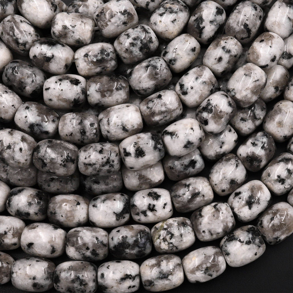 Natural Luna Pearl Granite Tube Cylinder Barrel Beads 15.5" Strand