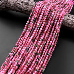 Faceted Pink Green Tourmaline Coin Beads 5mm Flat Disc Dazzling Facets Natural Gemstone 15.5" Strand