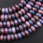 Faceted Natural Sapphire Rondelle Beads 8mm Multicolor Blue Green Pink Red Real Genuine Gemstone 15.5" Strand