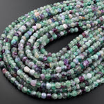 Natural Multicolor Purple Green Fluorite Faceted 6mm Rondelle Beads 15.5" Strand