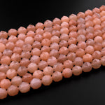 Natural Peach Aventurine Beads Faceted 10mm Round Gemstone Double Hearted Star Cut 15.5" Strand