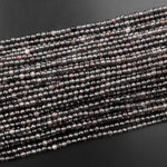 Natural Gray Cat's Eye Sillimanite 3mm Faceted Round Beads 15.5" Strand