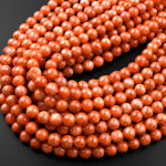 Genuine Natural Fiery Orange Calcite 6mm 8mm 10mm Round Smooth Beads 15.5" Strand