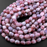 Natural Pink Tourmaline in Purple Lepidolite Rounded Nugget Beads Freeform Barrel Shimmering Mica Matrix 15.5" Strand