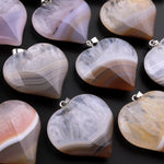 AAA Natural Phantom Agate Geode Drusy Pendant Heart Shape Gemstone