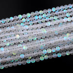 Mermaid Stone beads Aka Mystic Aura Quartz White Matte Synthetic Rainbow Moonstone 6mm 8mm 10mm Round Beads 15.5" Strand