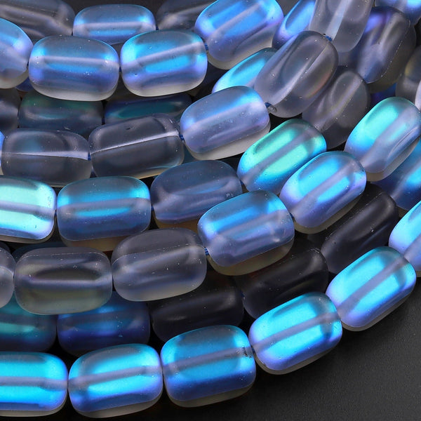 Mermaid Stone beads Aka Mystic Blue Aura Quartz Matte Synthetic Labradorite Nuggets 15.5" Strand
