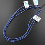 AAA Natural Blue Sapphire Faceted 3mm Rondelle Beads Micro Laser Diamond Cut Genuine Gemstone 15.5" Strand