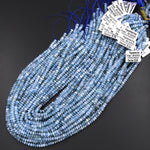 Faceted Natural Blue Aquamarine Rondelle Beads 4mm 15.5" Strand