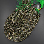 Natural Green Tourmaline Faceted 4mm Gemstone Round Beads 15.5" Strand