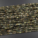 Natural Green Tourmaline Faceted 4mm Gemstone Round Beads 15.5" Strand