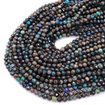 Natural Dark Chrysocolla Azurite 4mm Faceted Round Beads Laser Diamond Cut Gemstone 15.5" Strand