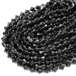 Genuine Natural Shungite 8mm Bicone Beads High Quality Black Lustrous Gemstone from Russia 15.5" Strand