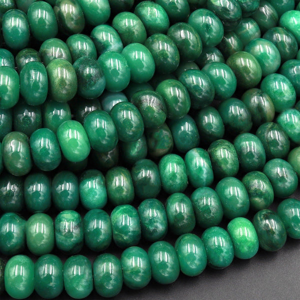 Natural African Green Jade Beads 6mm 8mm Rondelle Beads High Quality Gemstone 15.5" Strand