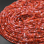 Micro Faceted Natural Red Moroccan Agate 4mm Round Beads Blue Chalcedony 15.5" Strand