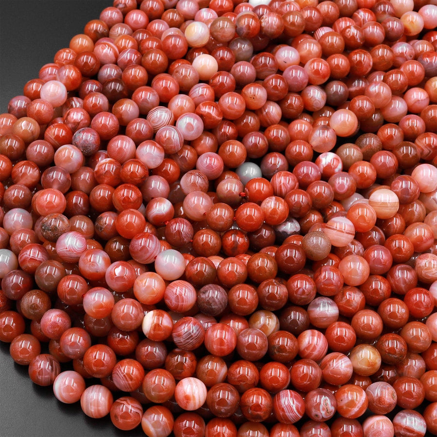 Extremely Rare! AAA Natural Moroccan Red Banded Agate 8mm 9mm 10mm 12mm 14mm Round Bead 15.5" Strand