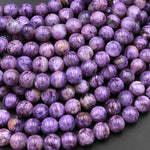 Natural Charoite 6mm Smooth Round beads Real Geanuine Gemstone from Russia 15.5" Strand