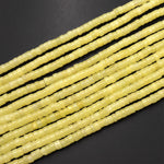 Natural Yellow Chartreuse Jade 4mm Heishi Rondelle Beads 15.5" Strand