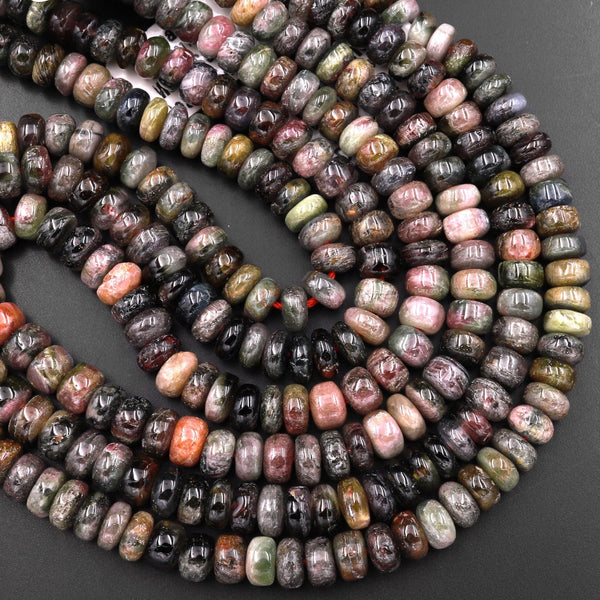 Natural Cat's Eye Tourmaline 7mm Rondelle Beads 15.5" Strand