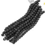 Large Hole Beads Unwaxed Natural Black Lava 8mm 10mm Round Beads Big 2.5mm Hole 8" Strand