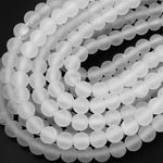 Large Hole Beads 2.5mm Drill Matte Natural Rock Quartz 8mm 10mm Round Beads 8" Strand