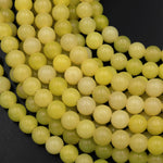 Large Hole Beads 2.5mm Drill Natural Lemon Jade 8mm 10mm Round Beads 8" Strand