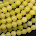 Large Hole Beads 2.5mm Drill Natural Lemon Jade 8mm 10mm Round Beads 8" Strand