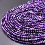 Faceted Natural Amethyst 5mm 6mm Round Beads 15.5" Strand