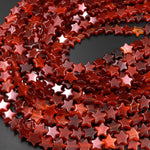Carved Natural Carnelian Star Beads 10mm Gemstone Choose from 20pcs, 40pcs