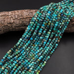 AA Natural Dragon Skin Turquoise Faceted 4mm Cube Beads Real Genuine Blue Green Gemstone Micro Faceted Laser Diamond Cut 15.5" Strand