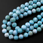 Genuine Natural Blue Larimar 7mm 8mm Round Beads Real Genuine Larimar Gemstone 15.5" Strand