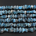 Raw Rough Apatite Freeform Beads Nuggets Hand Hammered Cut  15.5" Strand