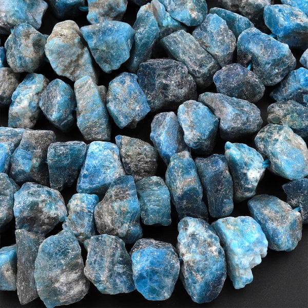 Raw Rough Apatite Freeform Beads Nuggets Hand Hammered Cut  15.5" Strand