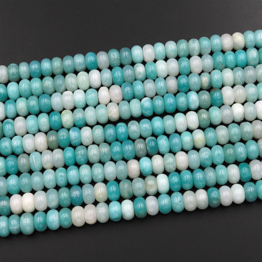 AA Natural Blue Amazonite Smooth Rondelle 6mm 8mm Beads 15.5" Strand