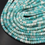 AA Natural Blue Amazonite Smooth Rondelle 6mm 8mm Beads 15.5" Strand