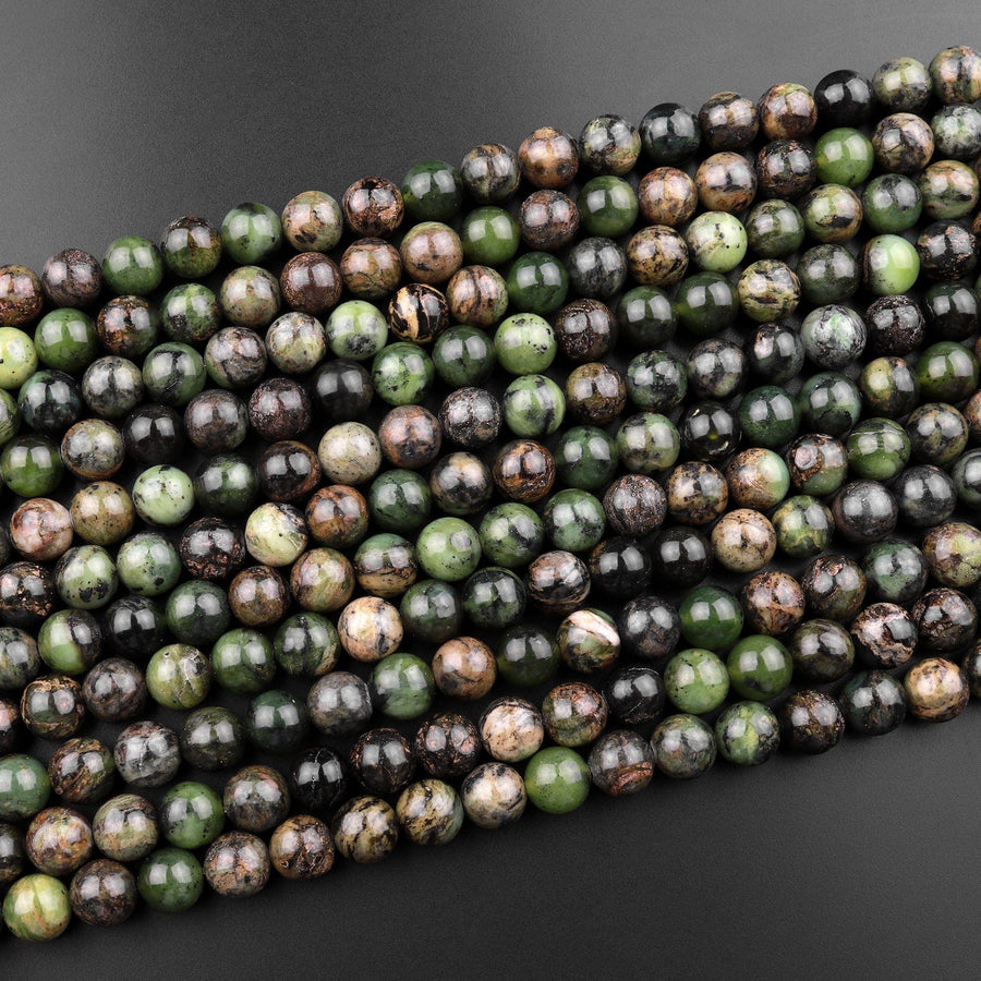 Natural Australian Green Jade 6mm 8mm 10mm Round Beads 15.5" Strand