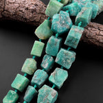 Large Natural Russian Amazonite Beads Nugget Rough Raw Organic Freeform Hand Hammered Sea Blue Gemstone 20" Strand