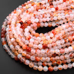 Natural Red Flower Agate 4mm 6mm 8mm 10mm 12mm Smooth Round Beads 15.5" Strand