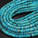 Genuine Natural Arizona Blue Turquoise Heishi Beads 8mm Rondelle 15.5" Strand