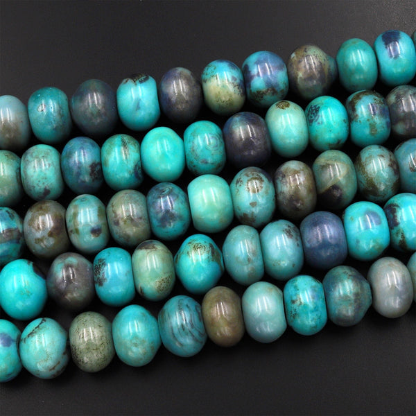 Large Aqua Terra Agate 14mm Thick Rondelle Beads 14.5" Strand
