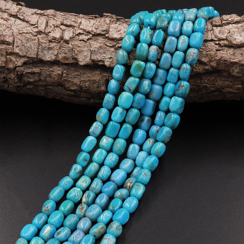 Natural Blue Turquoise Rectangle Tube Beads 6x4mm Genuine Real Turquoise Gemstone 15.5" Strand