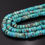 Genuine 100% Natural Arizona Blue Turquoise 10mm Heishi Beads Rondelle 15.5" Strand